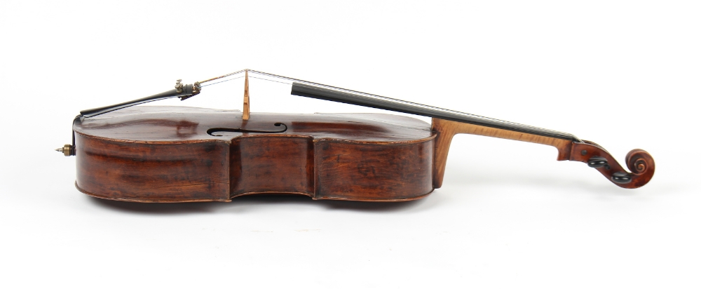 Property of a deceased estate - a cello, probably late 19th century German, with bow, the bow - Image 6 of 12