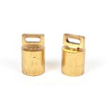 Property of a gentleman - a large pair of brass 500 troy ozs. weights, with handles, various