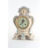 Property of a deceased estate - a late 19th century French ceramic cased mantel clock with painted