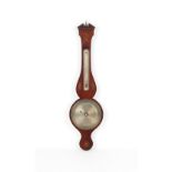 Property of a lady - an early 19th century mahogany & inlaid banjo barometer, the silvered dial