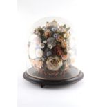 Property of a gentleman - a Victorian shell centrepiece modelled as a basket of flowers, under glass