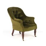 Property of a deceased estate - a late Regency period faux rosewood & later green button upholstered