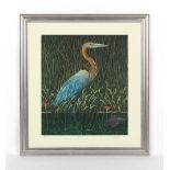 Property of a lady - Mark Millmore (b.1956) - 'HERON' - etching in colours, number 55 of 200, 19