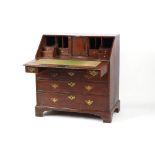 Property of a deceased estate - an 18th century George III oak fall-front bureau, 36.5ins. (