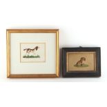 Property of a gentleman - two watercolours on embossed paper depicting a King Charles spaniel