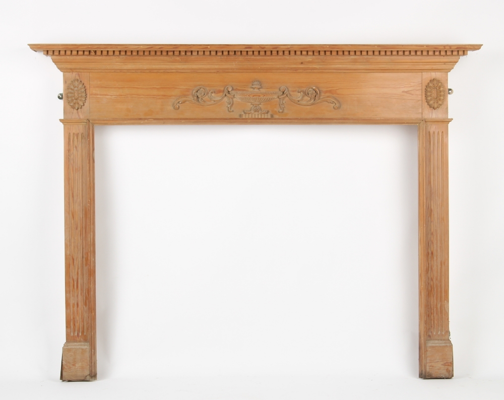 Property of a gentleman - a George III style pine fire surround, 72ins. (185cms.) wide (overall).