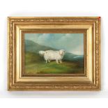 Property of a gentleman - English primitive school, 19th century - A WHITE DOG IN A LANDSCAPE -