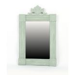 Property of a gentleman - a painted wall mirror with carved crest & bevelled glass, 28.75ins. (