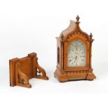 Property of a deceased estate - a very large Victorian oak gothic cased bracket clock with