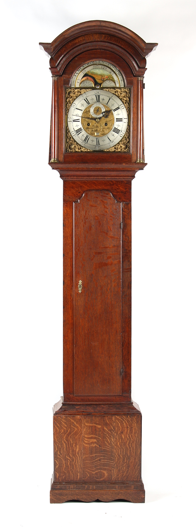 Property of a deceased estate - a George III oak 8-day striking longcase clock, the arched