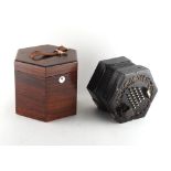 Property of a gentleman - a Wheatstone 48-button concertina, minor losses to fretwork, working