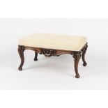 Property of a gentleman - a late 19th century carved & upholstered rectangular stool, 31.5ins. (