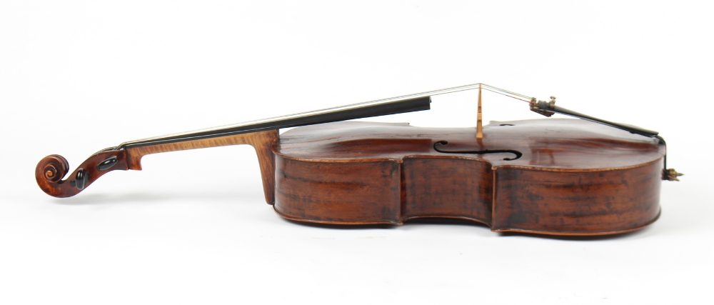 Property of a deceased estate - a cello, probably late 19th century German, with bow, the bow - Image 7 of 12