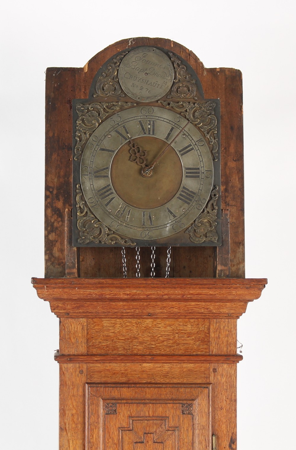 Property of a lady - a Dutch oak cased 30-hour longcase clock, striking on a bell, the arched - Image 2 of 2