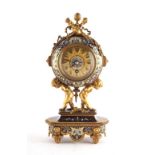 Property of a lady - a late 19th century French ormolu & cloisonne mantel clock timepiece, with 8-