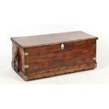 Property of a gentleman - a 19th century brassbound teak seaman's chest, of tapering form with