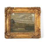 Property of a lady - late 19th / early 20th century - LAKE IN LANDSCAPE - 7.25 by 10.05ins. (18.4 by