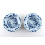 Property of a lady - a small pair of Delft blue & white dishes, mid 18th century, each approximately