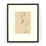 Property of a gentleman - 20th century British - CARICATURE OF A GENTLEMAN - a sepia ink drawing,