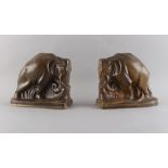 Property of a lady - a pair of Carter Stabler Adams Poole Pottery bookends modelled as Elephants,