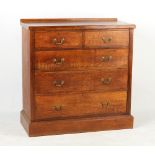 Property of a gentleman - an Edwardian oak chest of two short & three long graduated drawers, on