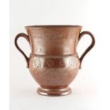 Property of a lady - a large early 19th century named & dated salt-glazed stoneware loving cup,