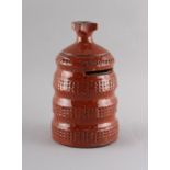 Property of a gentleman - a rare High Halden Potteries red-bodied pottery named & dated money box of