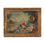 Property of a gentleman - a late 18th / early 19th century reverse painting on glass, damages &