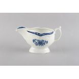 Property of a lady - a first period Worcester blue & white sauceboat, circa 1770, blue crescent
