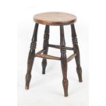 Property of a gentleman - a Victorian elm circular seated kitchen stool, with turned legs &
