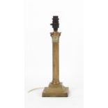 Property of a gentleman - a brass Corinthian column table lamp, with weighted base, 15.5ins. (39.