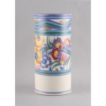Property of a lady - a Poole Pottery cylindrical vase, shape number 206, painted pattern YO,