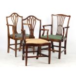 Property of a gentleman - two George III provincial elbow chairs; together with a later similar (3).