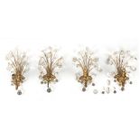 Property of a deceased estate - a set of four gilt brass & moulded glass single light wall