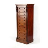 Property of a lady - a Victorian mahogany secretaire wellington chest, with fall front enclosing a