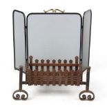 Property of a deceased estate - a wrought iron fire basket, 27.5ins. (70cms.) wide (overall);