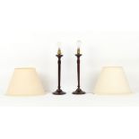 Property of a gentleman - a pair of early 20th century turned mahogany table lamps with lead