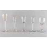 Property of a deceased estate - five assorted drinking glasses, circa 1770 & later, comprising a