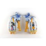 Property of a deceased estate - a pair of Quimper faience wall pockets modelled as bagpipes, painted