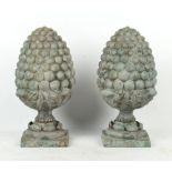 Property of a gentleman - a pair of verdigris bronze garden finials or ornaments modelled as