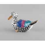 Property of a lady - a Herend fishnet model of a duck, 4.15ins. (10.5cms.) long.