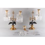Property of a gentleman - a pair of 19th century patinated bronze & gilt metal twin light candelabra