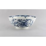 Property of a deceased estate - a first period Worcester blue & white punch bowl, circa 1770, blue