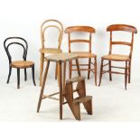 Property of a gentleman - a beechwood combination stepladder & stool; together with two bentwood