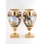 Property of a lady - a pair of mid 19th century Continental porcelain vases, probably Paris