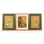 Property of a deceased estate - a set of three late 20th century Chinese paintings depicting birds