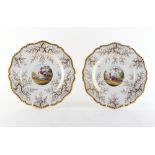 Property of a lady - a pair of Worcester Flight Barr & Barr plates, circa 1825, each painted with