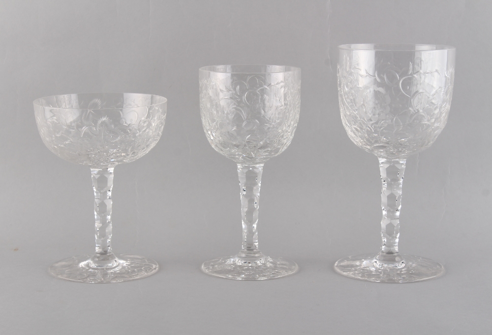 Property of a lady - a good suite of eighteen Stourbridge intaglio engraved 'rock crystal' glass