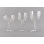 Property of a lady - a good suite of eighteen Stourbridge intaglio engraved 'rock crystal' glass