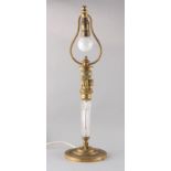 Property of a gentleman - a bronze & cut glass neo-Egyptian table lamp, with three Egyptian